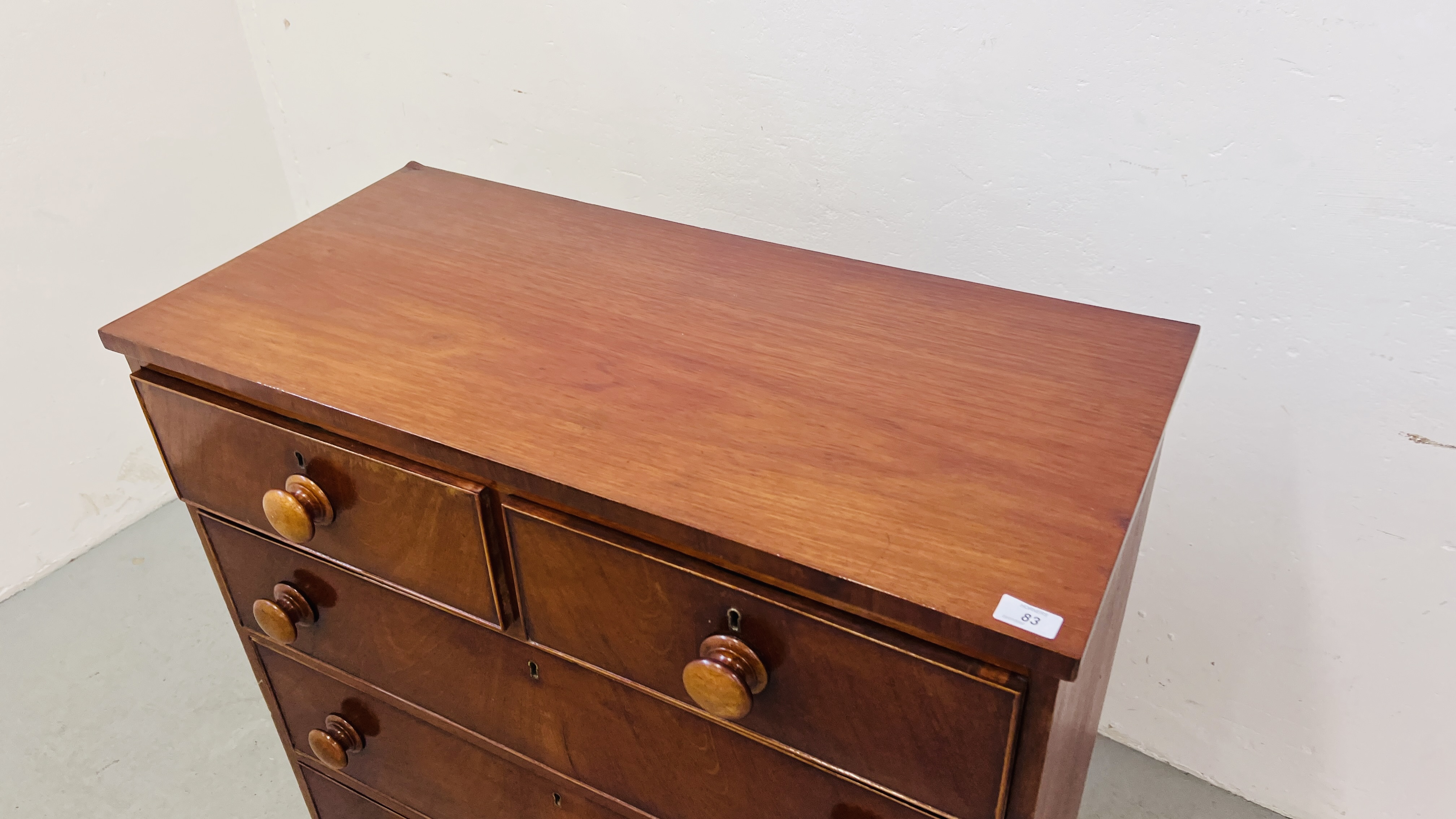 ANTIQUE MAHOGANY TWO OVER THREE CHEST OF DRAWERS - Image 2 of 8
