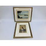 A FRAMED AND MOUNTED WATERCOLOUR OF "NORFOLK WHERRY" BEARING SIGNATURE A A TUCK 22.5CM. X 15CM.