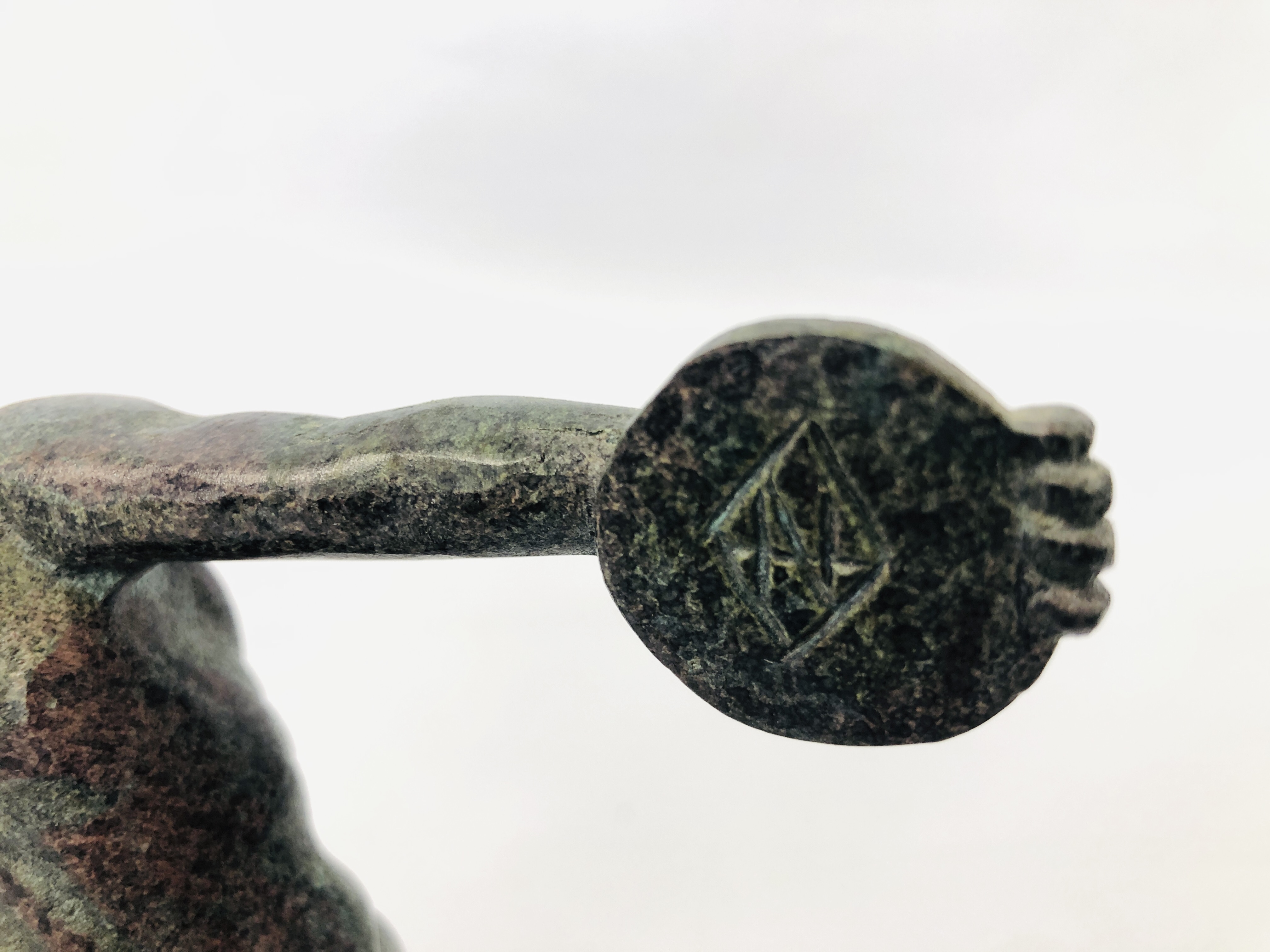 BRONZE STUDY OF A GREEK DISCUS THROWER H 16CM. - Image 5 of 6