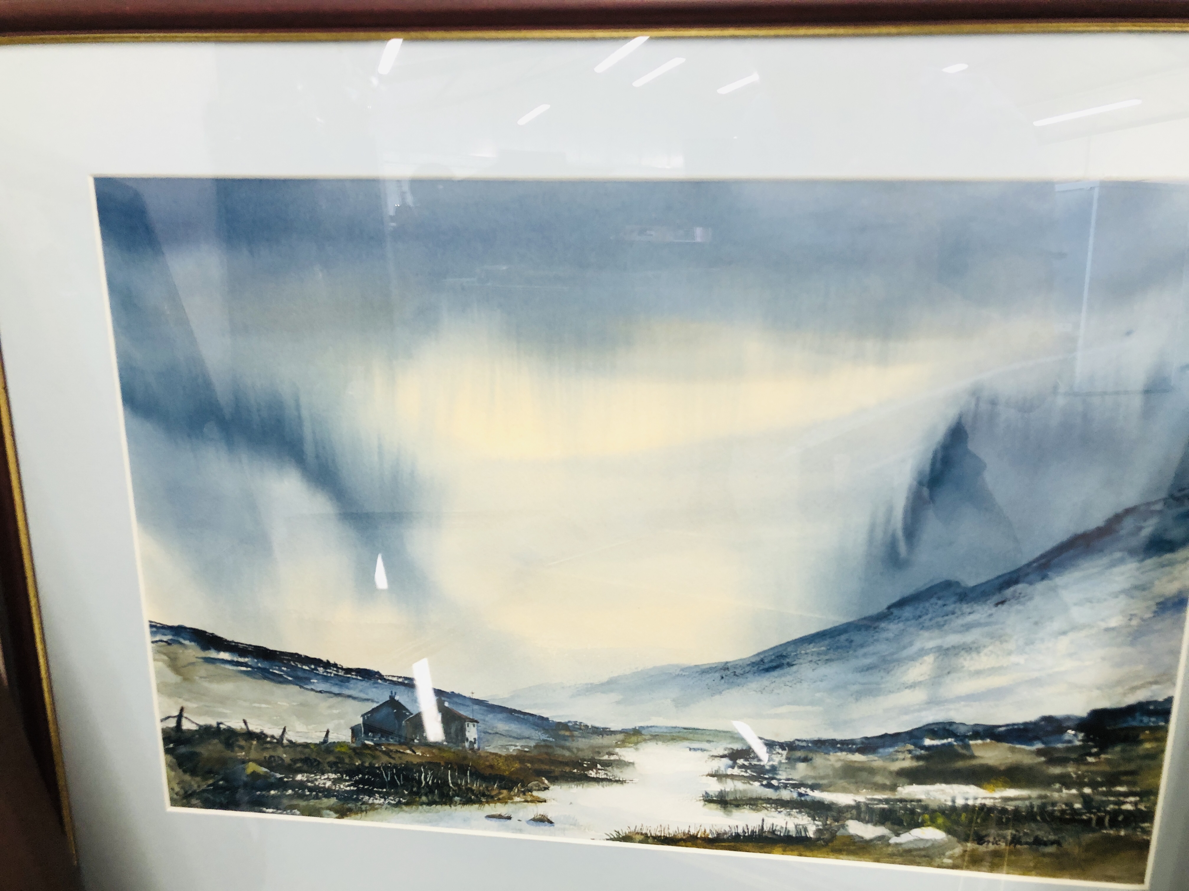 FRAMED ORIGINAL WATERCOLOURS DEPICTING RURAL LANDSCAPE SCENES BEARING SIGNATURE ERIC HUDSON ALONG - Image 3 of 9