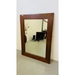 MODERN HARDWOOD WALL MIRROR WIDTH 90CM. HEIGHT 121CM.