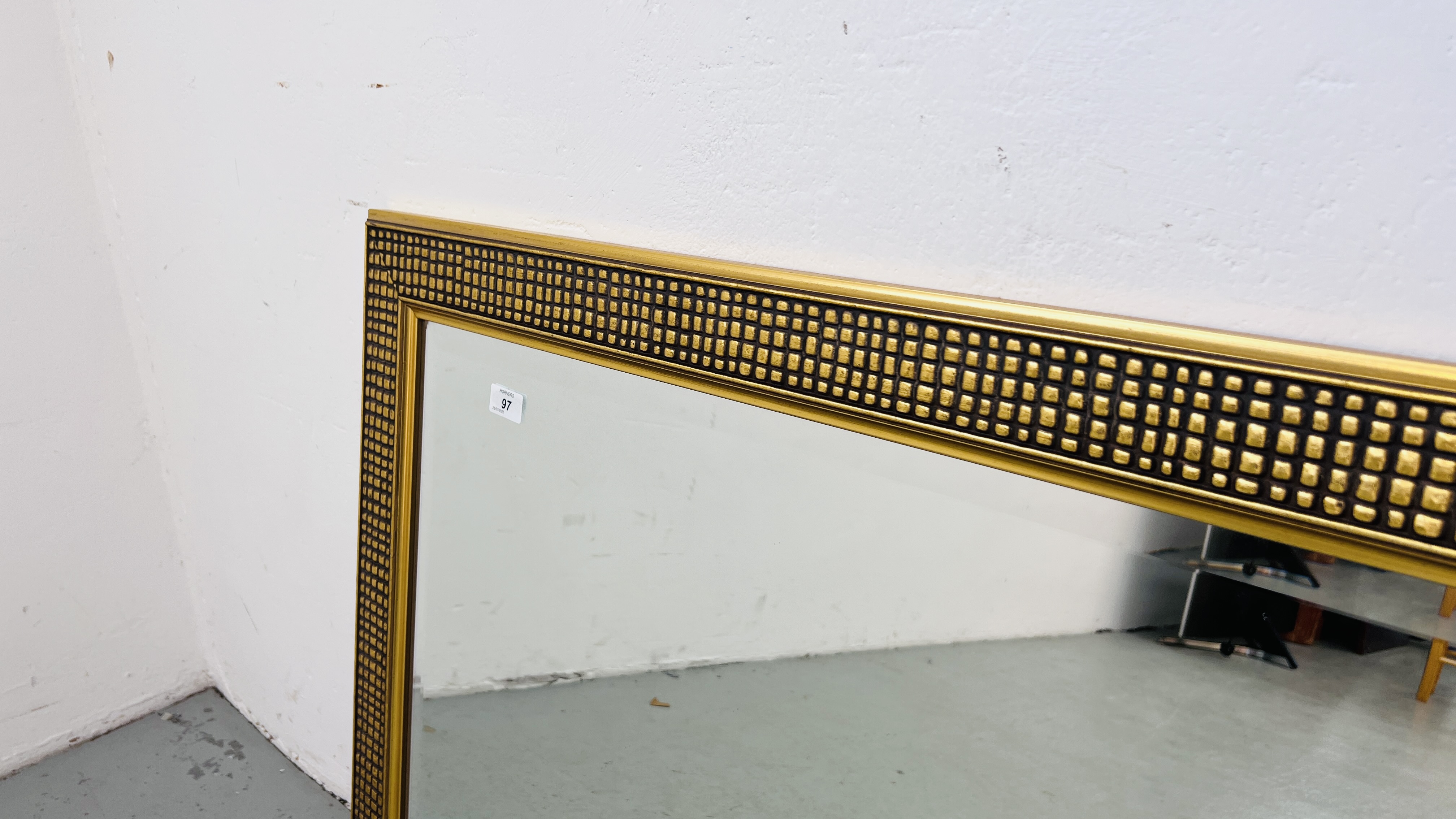 LARGE MODERN GILT FRAMED MIRROR 60CM X 90CM. - Image 3 of 4