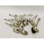 16 VARIOUS SILVER SPOONS, SOME PAIRS,