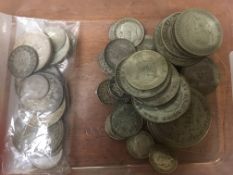 TUB OF GB PRE 47 SILVER COINS, FACE APPROX.