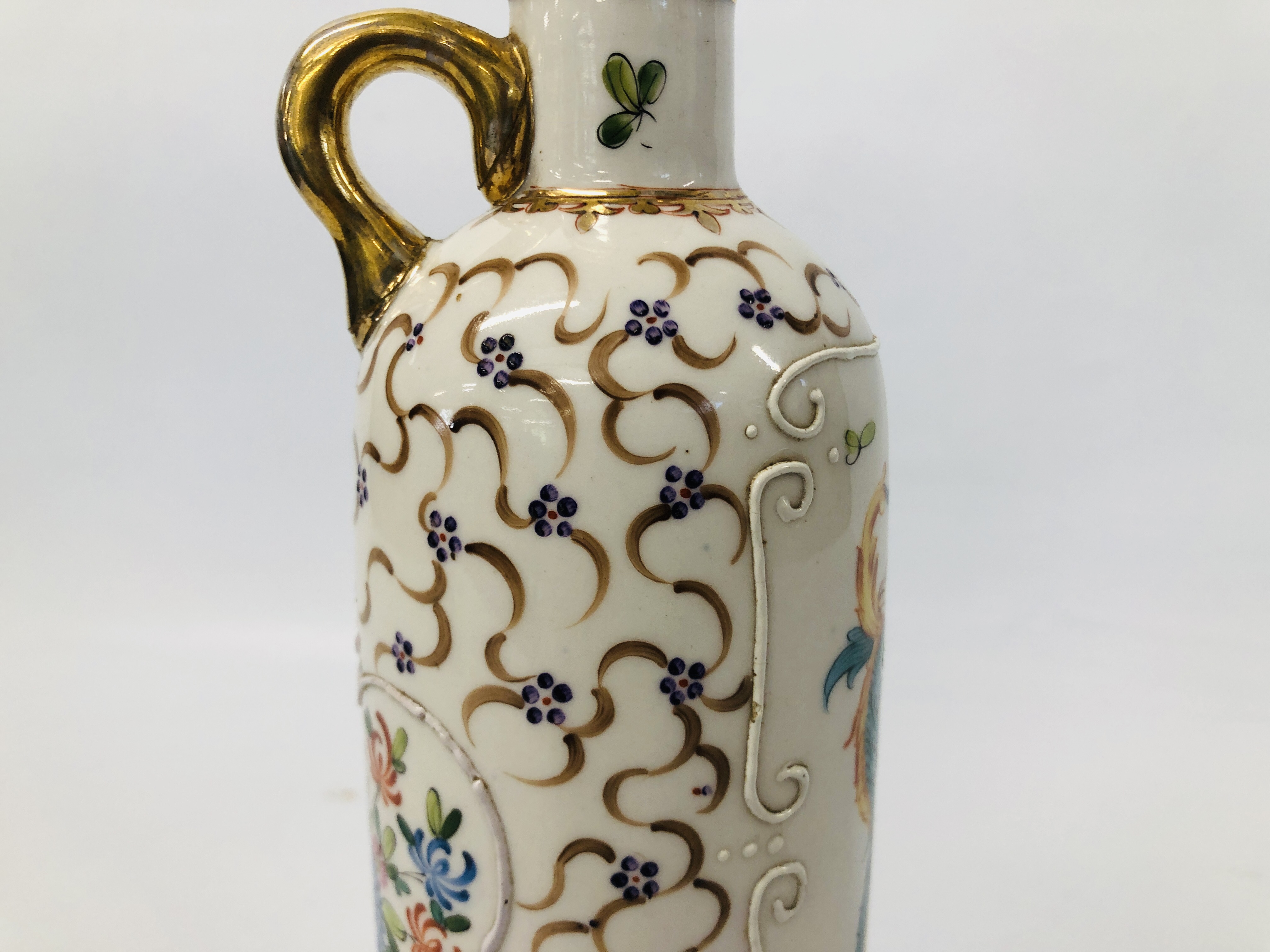 A HARD PASTE POLYCHROME ARMORIAL BOTTLE WITH STOPPER INSCRIBED "JOCKEY", - Image 9 of 12