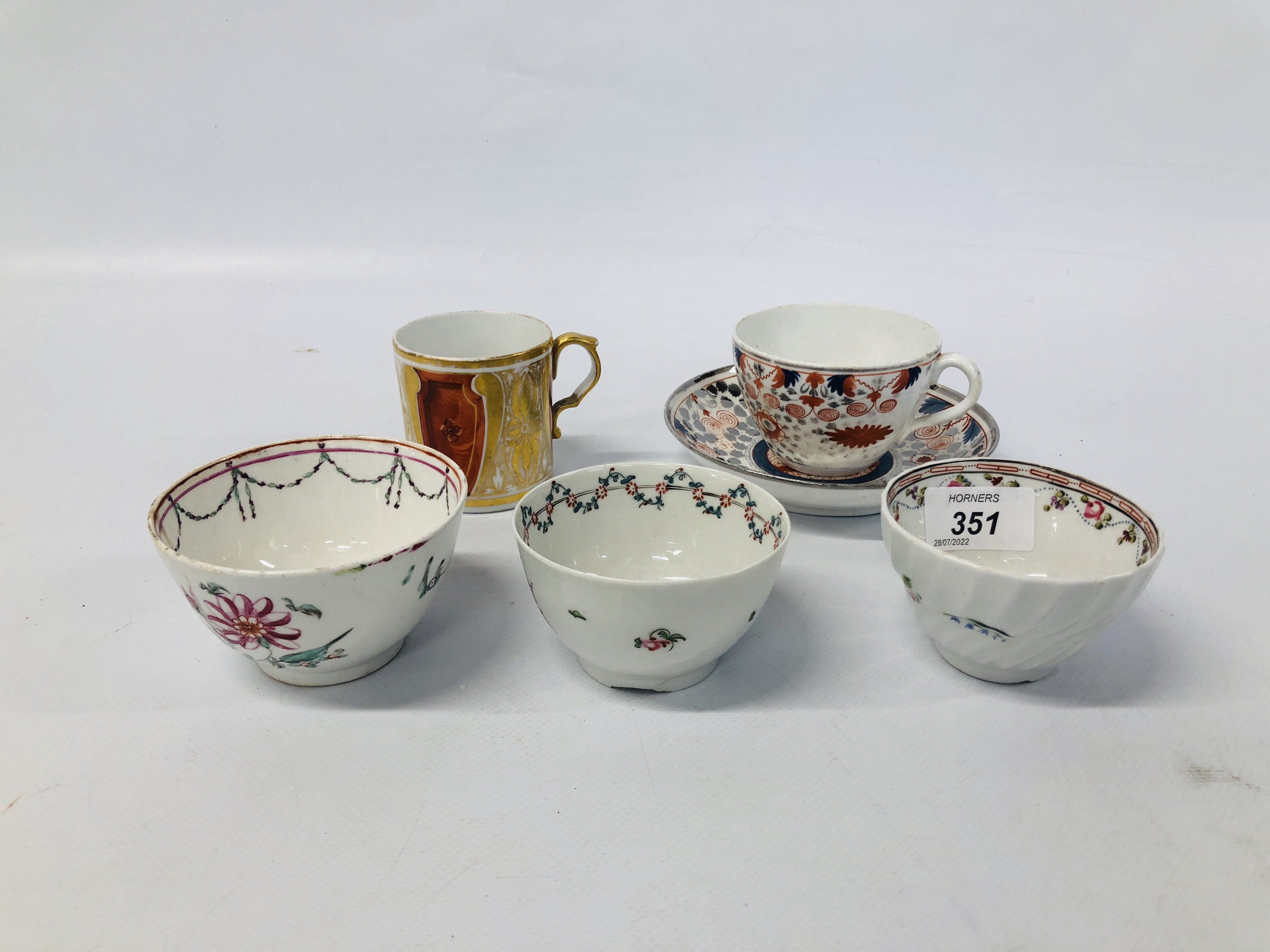 THREE NEWHALL TYPE TEA BOWLS,