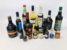 37.5CL. AND 75CL. BOTTLES OF VINTAGE CHARACTER PORT, 20CL. CA'LEM PORT, 700ML TIA MARIA, 70CL.