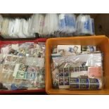 BOX WITH ALL WORLD LOOSE STAMPS, SORTED BY COUNTRY IN PACKETS, GB PRESENTATION PACKS, ETC.