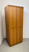 AN ALSTONS CHERRYWOOD FINISH DOUBLE WARDROBE W 76CM, D 51CM, H 184CM.