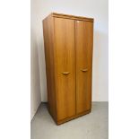 AN ALSTONS CHERRYWOOD FINISH DOUBLE WARDROBE W 76CM, D 51CM, H 184CM.