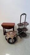 A MAHOGANY FIVE TIER FOLDING CAKE STAND,