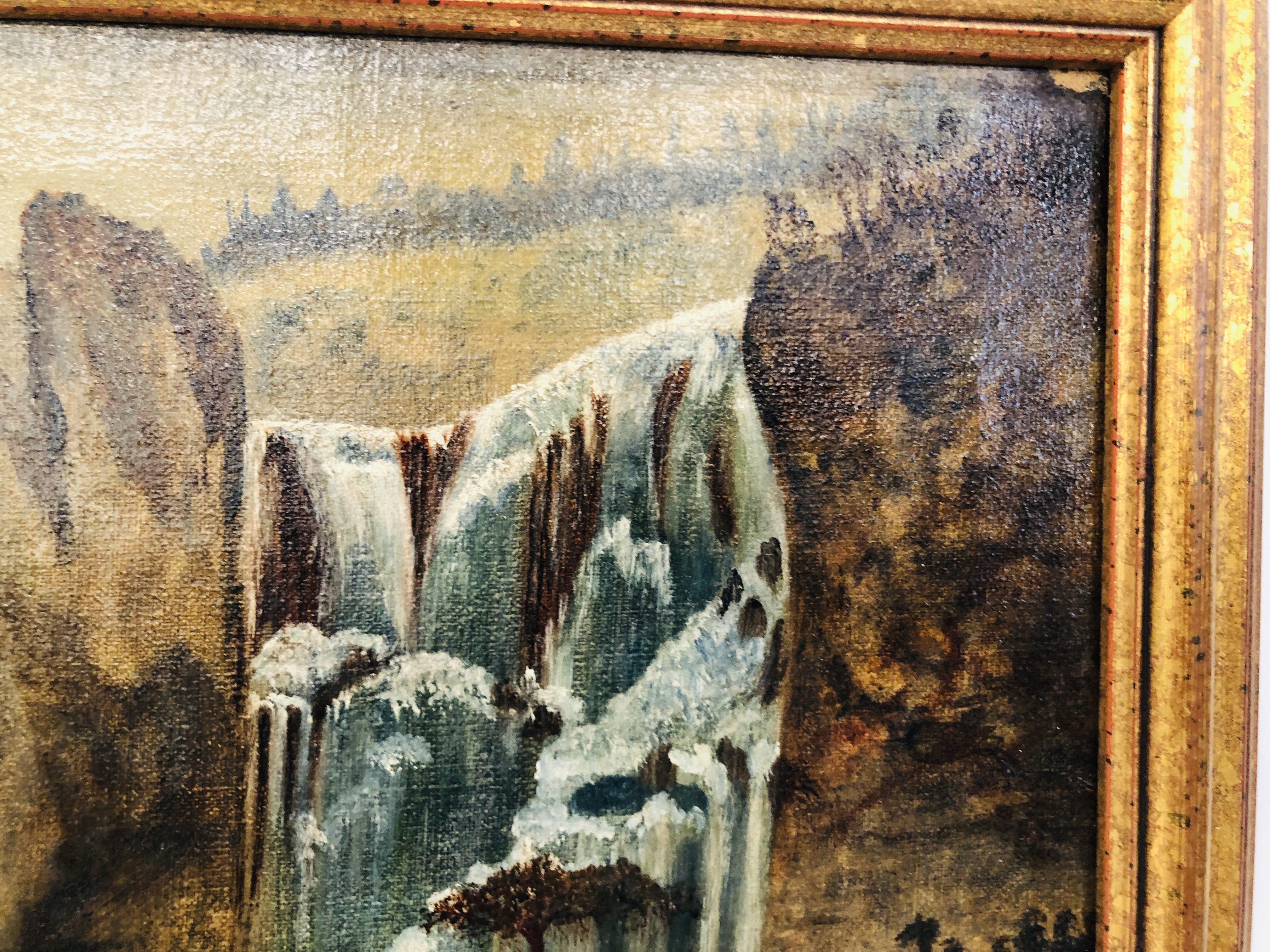 F. NOYMAN, A PAIR OF LANDSCAPES, A WATERFALL AND A NOCTURNE WITH MOUNTAINS, OIL ON CANVAS 30. - Image 11 of 15