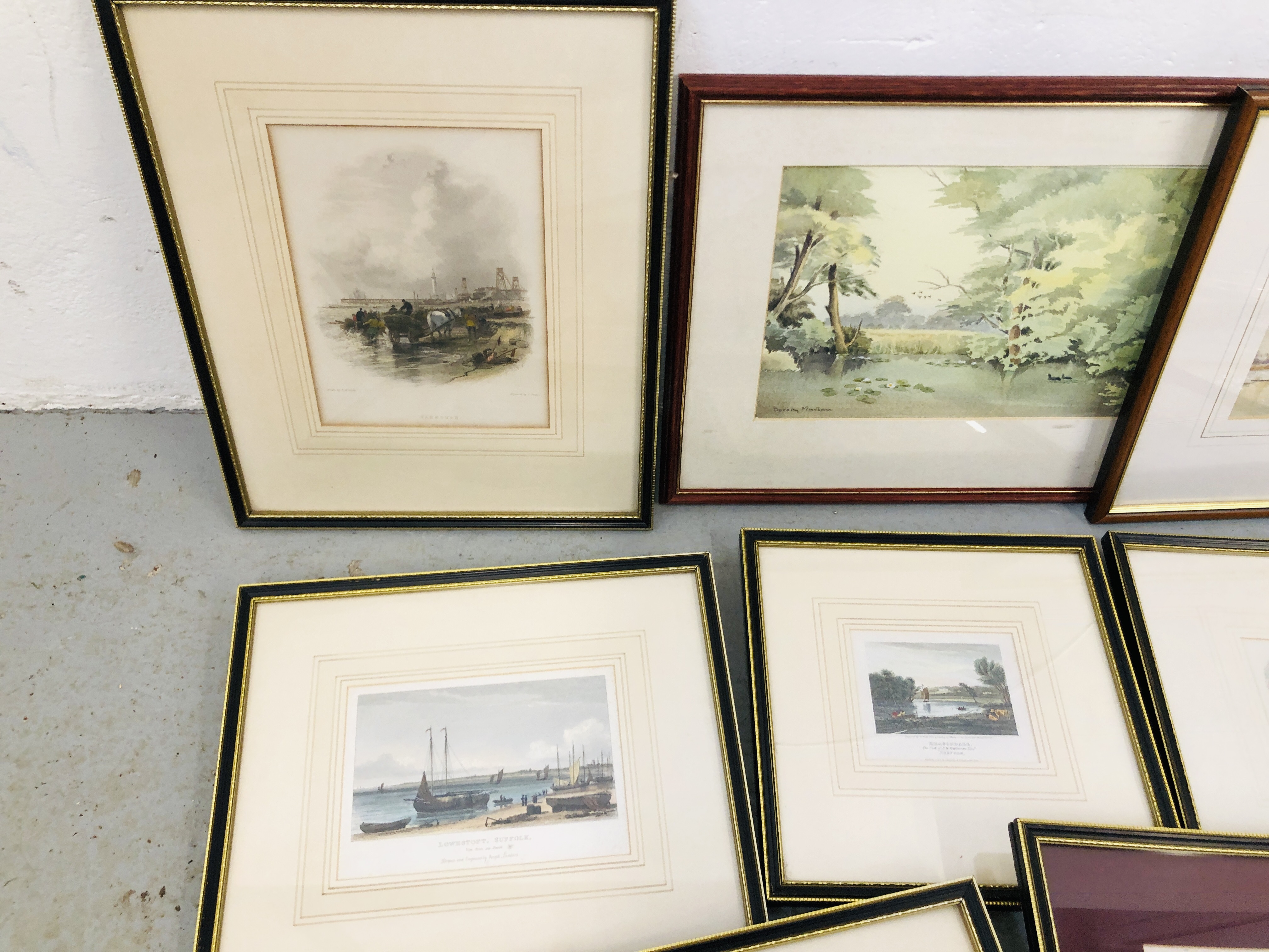 BOX OF ASSORTED VINTAGE ETCHINGS AND ORIGINAL ART WORKS MAINLY OF LOCAL INTEREST TO INCLUDE A PAIR - Image 2 of 6