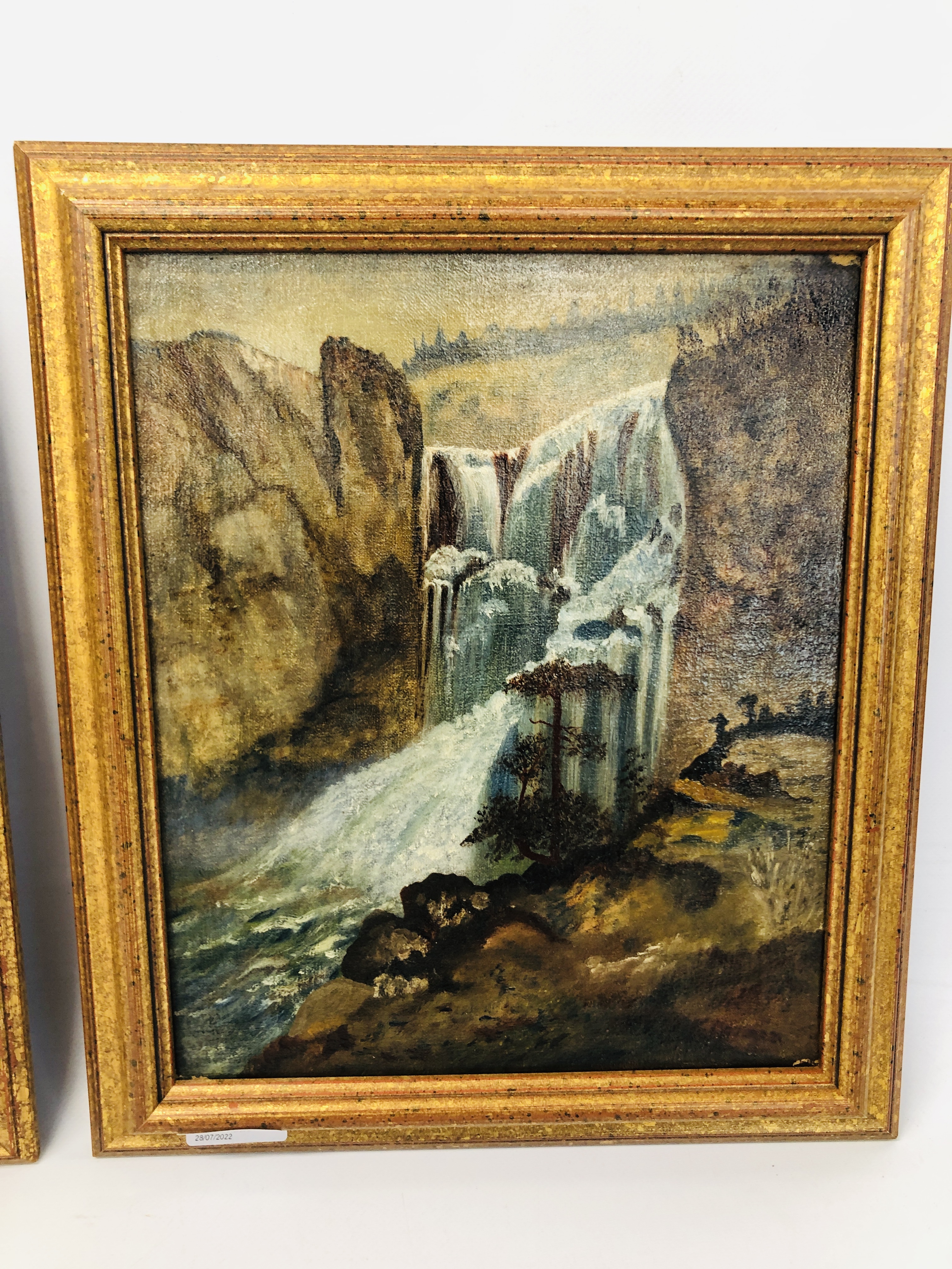 F. NOYMAN, A PAIR OF LANDSCAPES, A WATERFALL AND A NOCTURNE WITH MOUNTAINS, OIL ON CANVAS 30. - Image 9 of 15