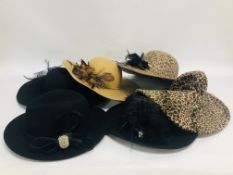 SIX DESIGNER BRANDED OCCASIONAL HATS TO INCLUDE TWO WOOL ONES BY JESSICA SIMPSON,
