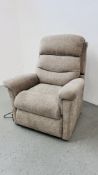 AN OATMEAL UPHOLSTERED "Ti MOTION" ELECTRICALLY ADJUSTABLE EASY CHAIR - SOLD AS SEEN