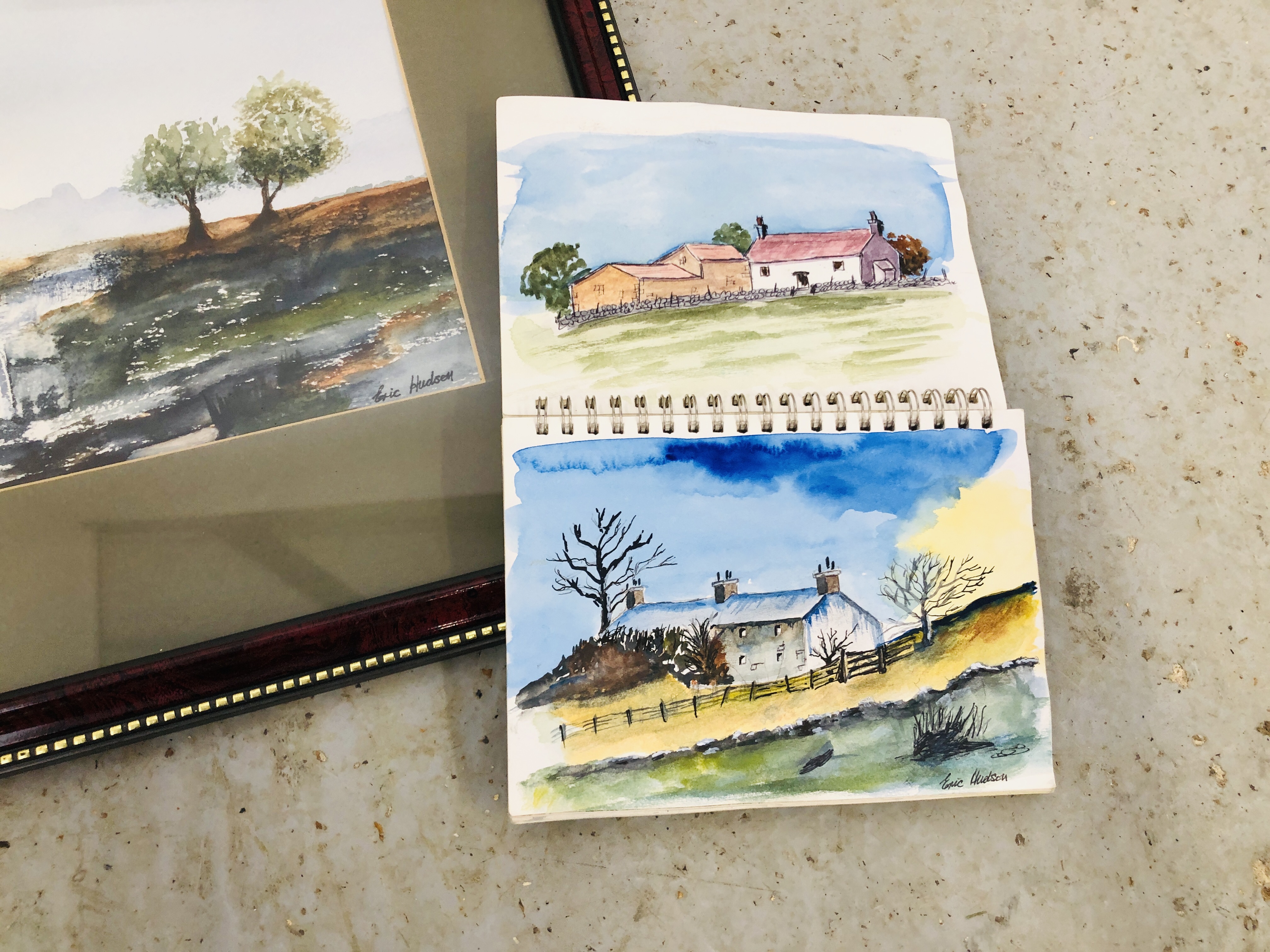 FRAMED ORIGINAL WATERCOLOURS DEPICTING RURAL LANDSCAPE SCENES BEARING SIGNATURE ERIC HUDSON ALONG - Image 9 of 9