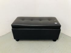 A FAUX LEATHER HINGED TOP BLANKET BOX.