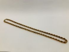 A 9CT GOLD ROPE NECKLACE - LENGTH 60CM