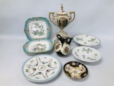 COLLECTION OF CERAMICS TO INCLUDE TWO CHAMBERLAINS DISHES, PAIR OF FELSPA PORCELAIN 3084 PLATES,