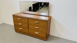 AN ALSTONS CHERRYWOOD FINISH SIX DRAWER DRESSING TABLE W 124CM, D 40CM, H 112CM.