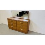 AN ALSTONS CHERRYWOOD FINISH SIX DRAWER DRESSING TABLE W 124CM, D 40CM, H 112CM.