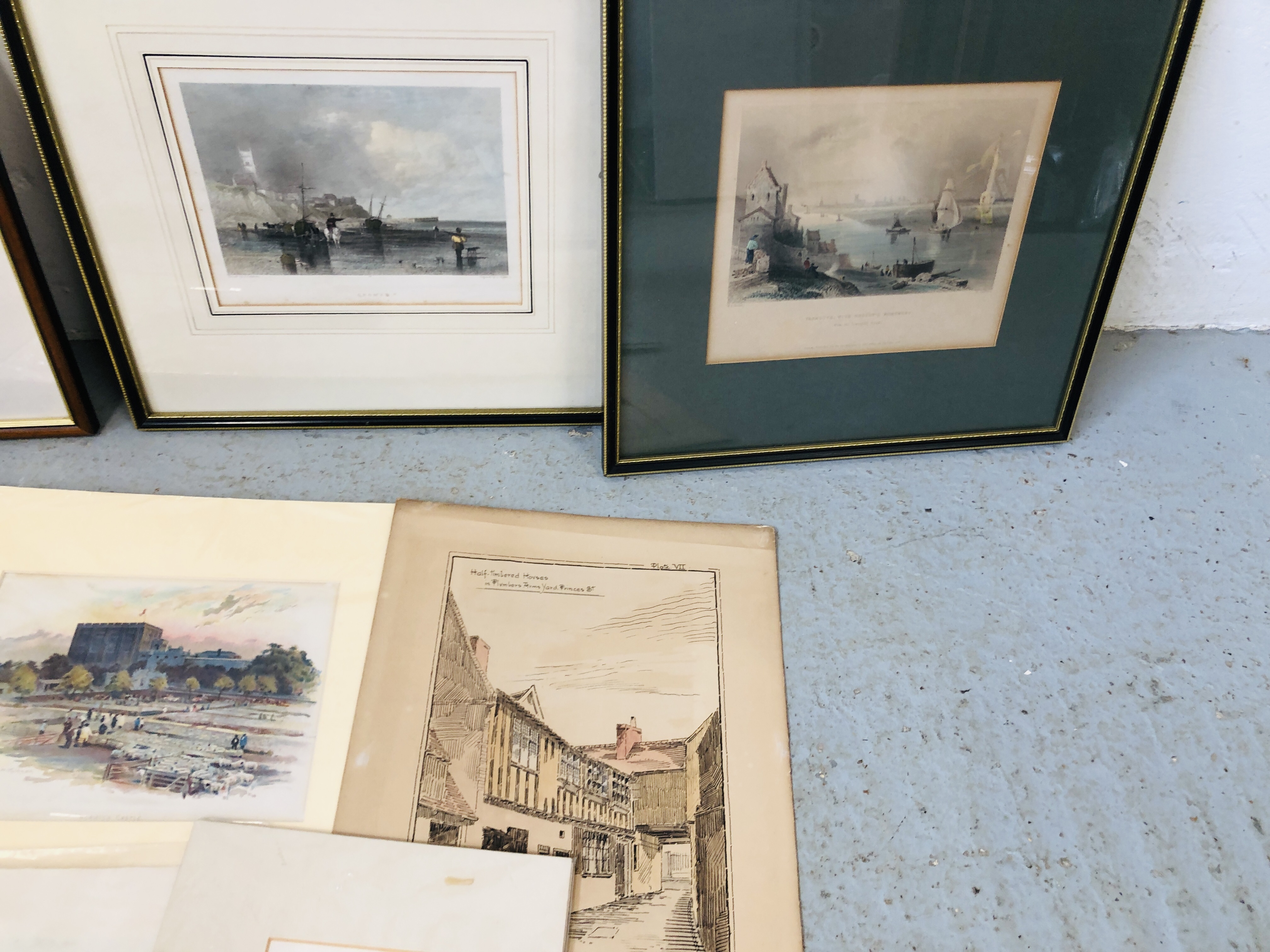 BOX OF ASSORTED VINTAGE ETCHINGS AND ORIGINAL ART WORKS MAINLY OF LOCAL INTEREST TO INCLUDE A PAIR - Image 4 of 6