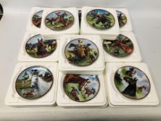 A SET OF TWELVE ROYAL WORCESTER MELVYN BUCKLEY'S "GREAT RACEHORSES" SERIES COLLECTORS PLATES EACH