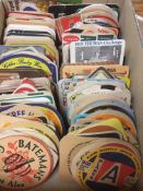 A BOX OF BEER MATS c1960-80 INCLUDING BABYCHAM, GUINESS, LOCAL WITH LACONS, BULLARDS,