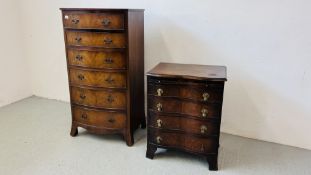 A REPRODUCTION SIX DRAWER BOW FRONTED CHEST W 63CM, D 46CM,