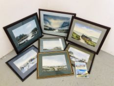 FRAMED ORIGINAL WATERCOLOURS DEPICTING RURAL LANDSCAPE SCENES BEARING SIGNATURE ERIC HUDSON ALONG