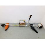 STIHL FS 55 PETROL STRIMMER ALONG WITH BOX OF SPARES SUCH AS BLADE TOOLS AND INSTRUCTIONS - SOLD AS