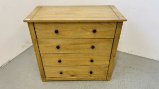 MODERN MEXICAN PINE FOUR DRAWER CHEST WIDTH 80CM. DEPTH 40CM. HEIGHT 75CM.