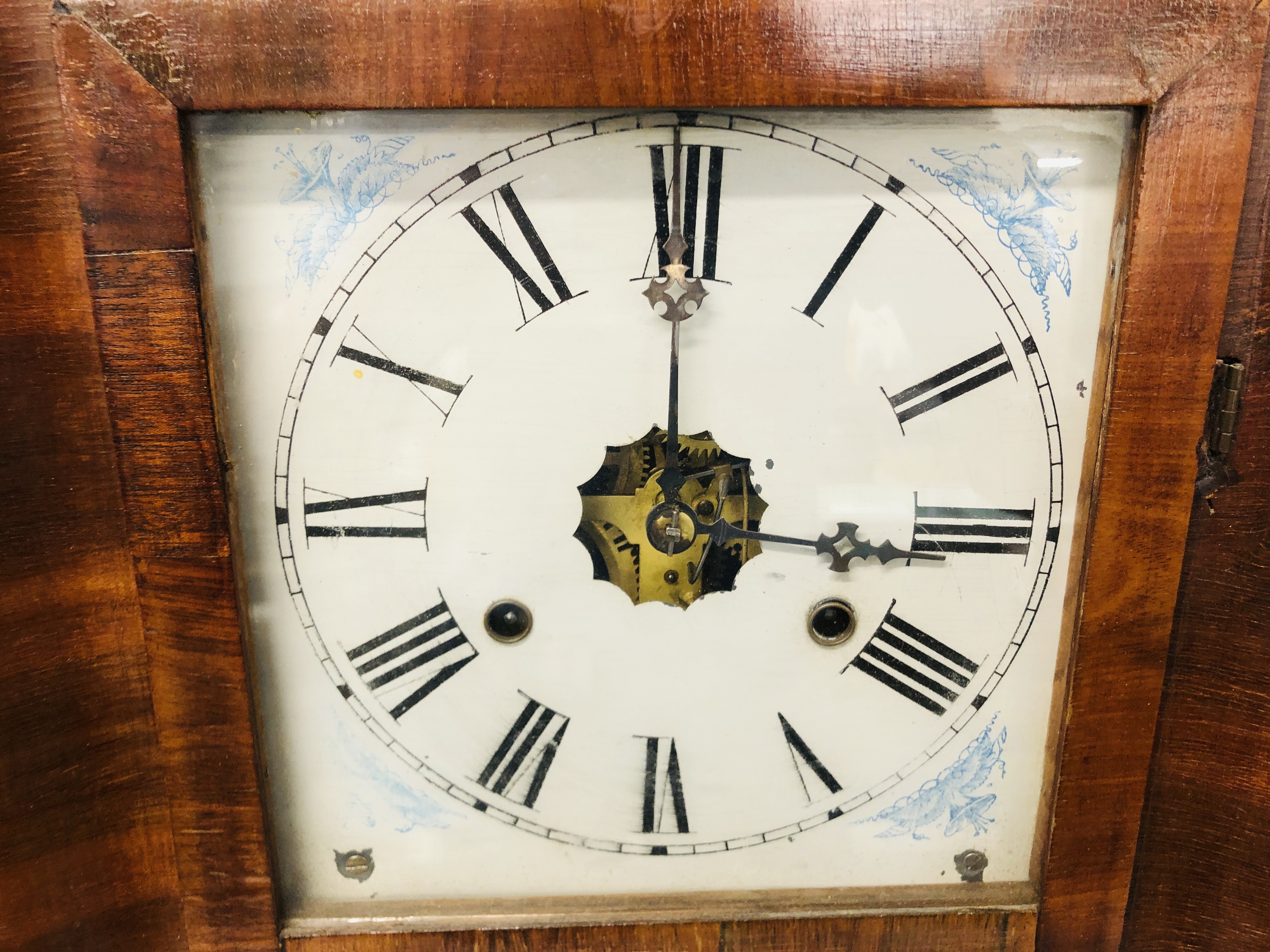 TWO AMERICAN MAHOGANY WALL CLOCKS - ONE JEROME & CO. - Image 7 of 10