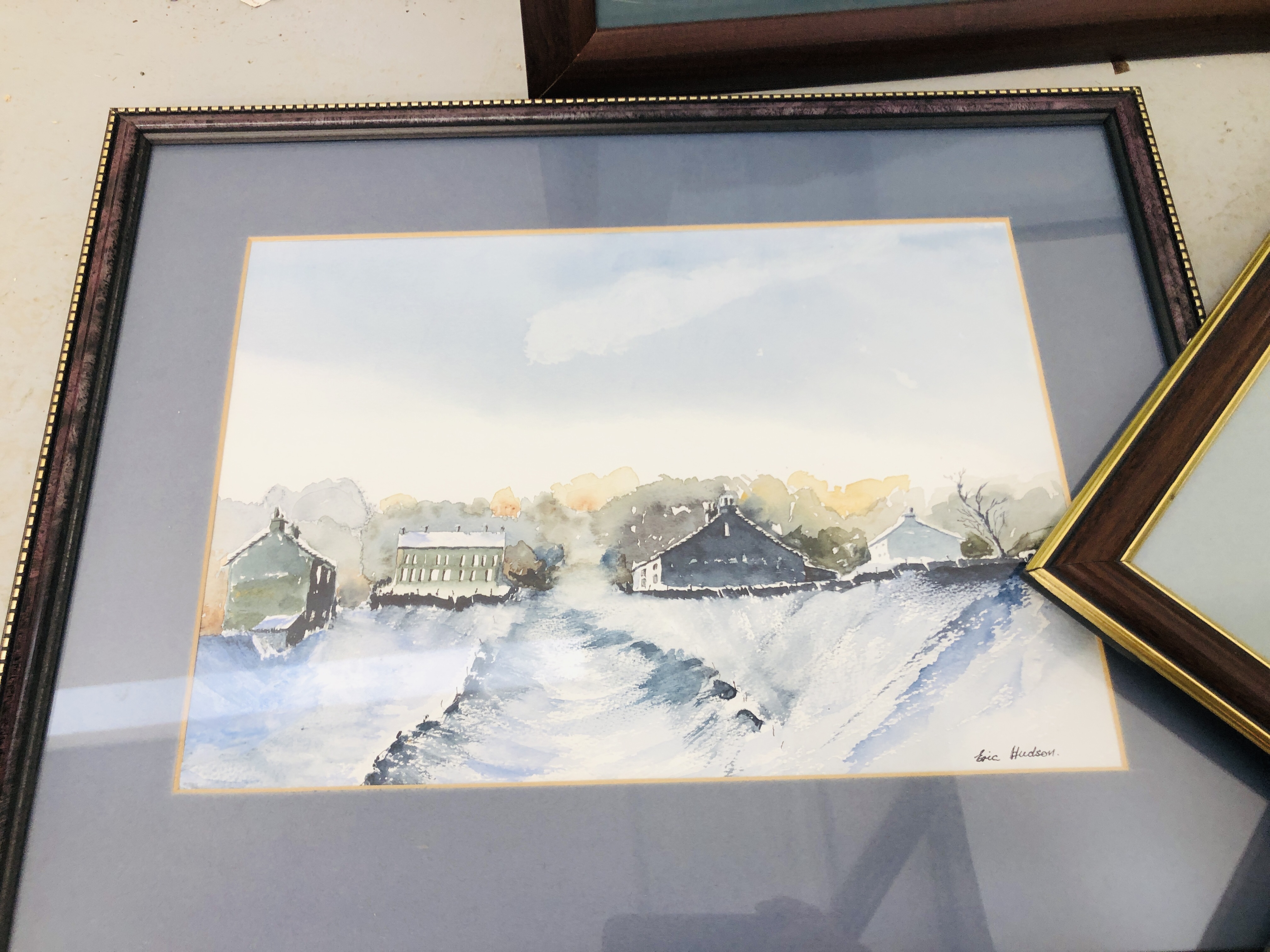 FRAMED ORIGINAL WATERCOLOURS DEPICTING RURAL LANDSCAPE SCENES BEARING SIGNATURE ERIC HUDSON ALONG - Image 6 of 9