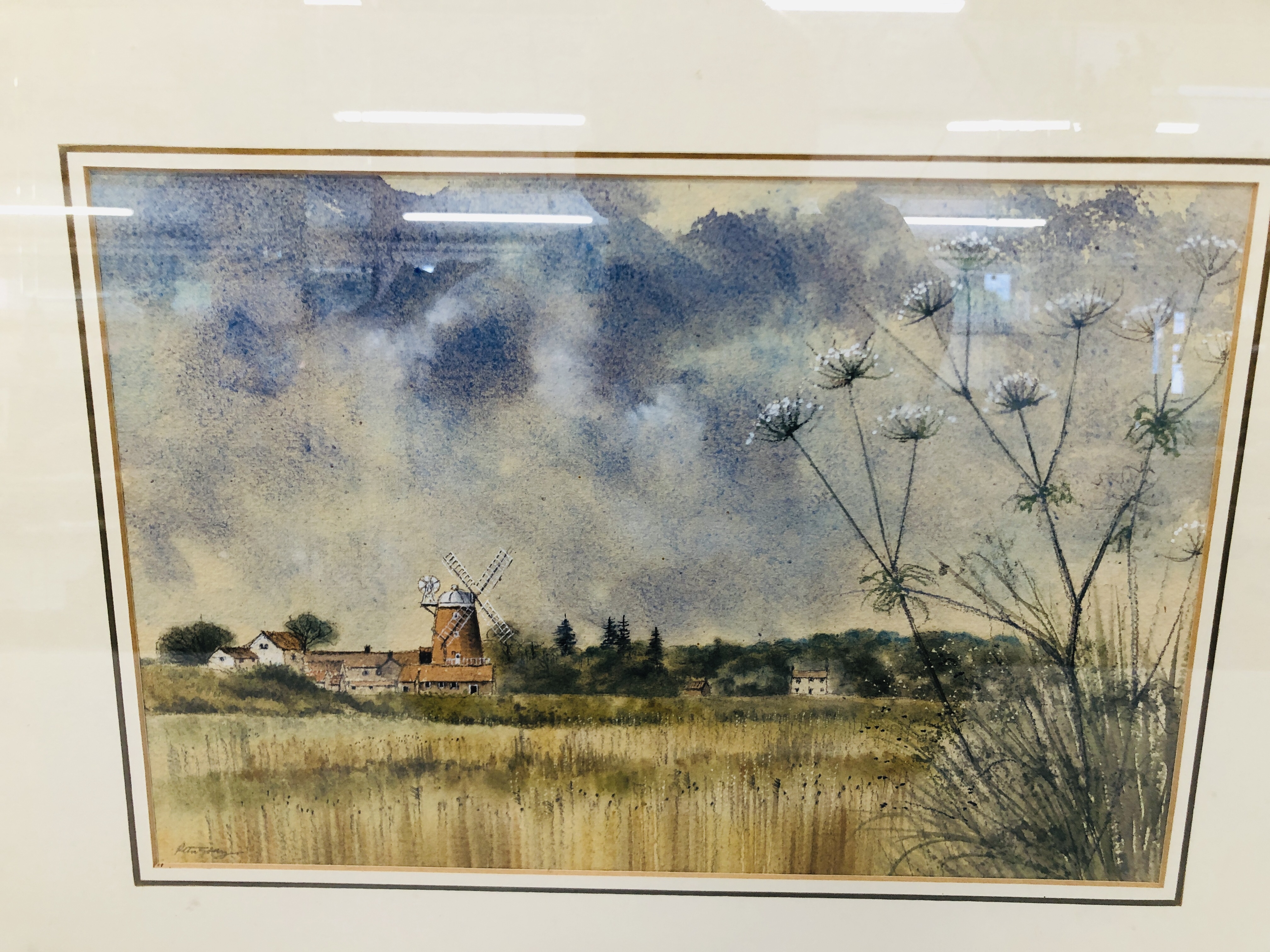 FRAMED WATERCOLOUR "CLEY MILL, JUNE" BEARING SIGNATURE PETER SOLLY WIDTH 35CM. HEIGHT 23.5CM. - Image 2 of 9