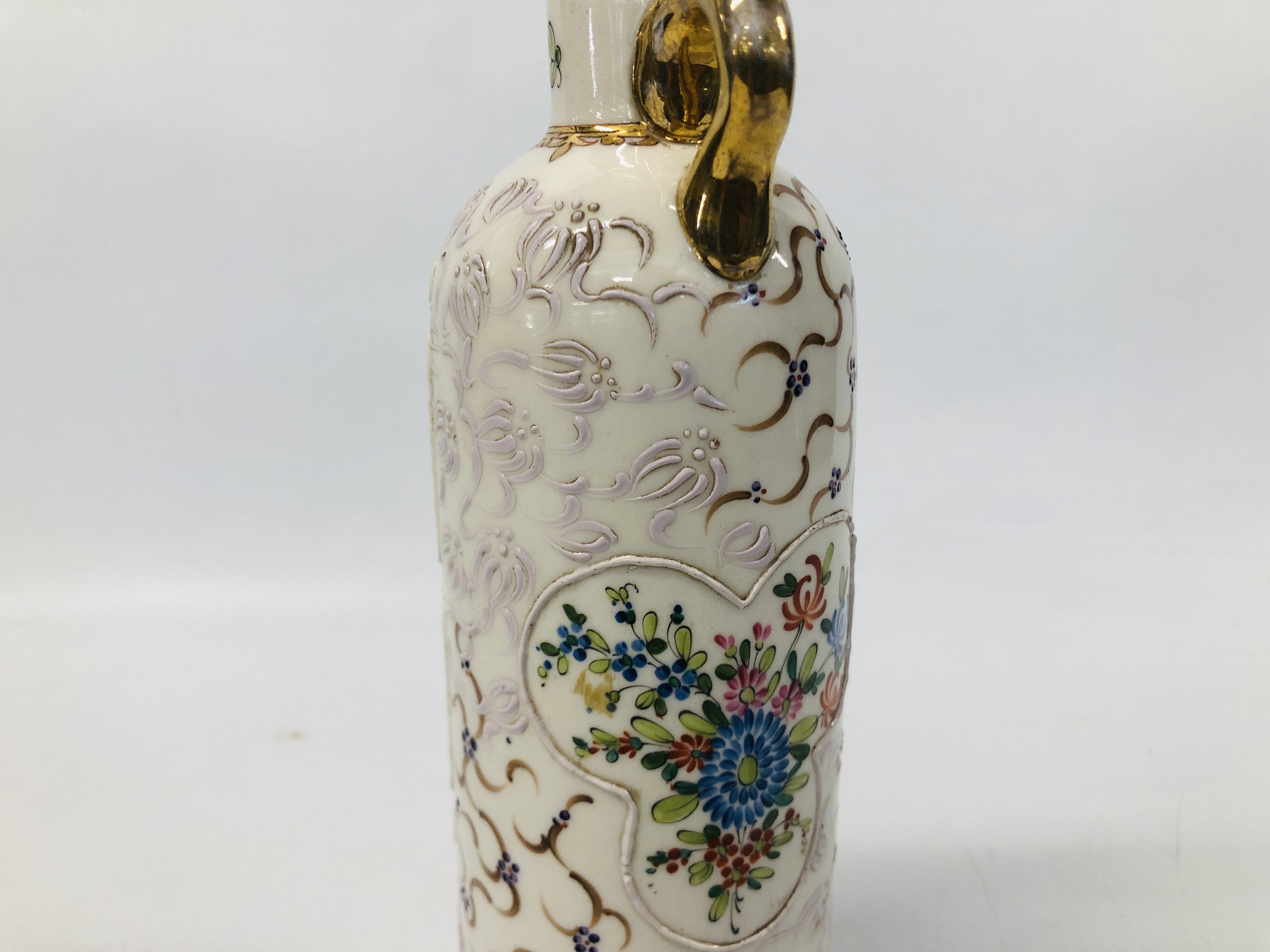 A HARD PASTE POLYCHROME ARMORIAL BOTTLE WITH STOPPER INSCRIBED "JOCKEY", - Image 6 of 12