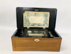 A VINTAGE MUSIC BOX - 12 AIRS "IMHOF AND MUKLE QUALITE EXCELSIOR SUPEREXTRA - SOLD AS SEEN