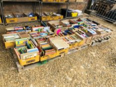 20 X BOXES OF ASSORTED BOOKS TO INCLUDE NOVELS, ANNUALS, ANTIQUE, ETC.