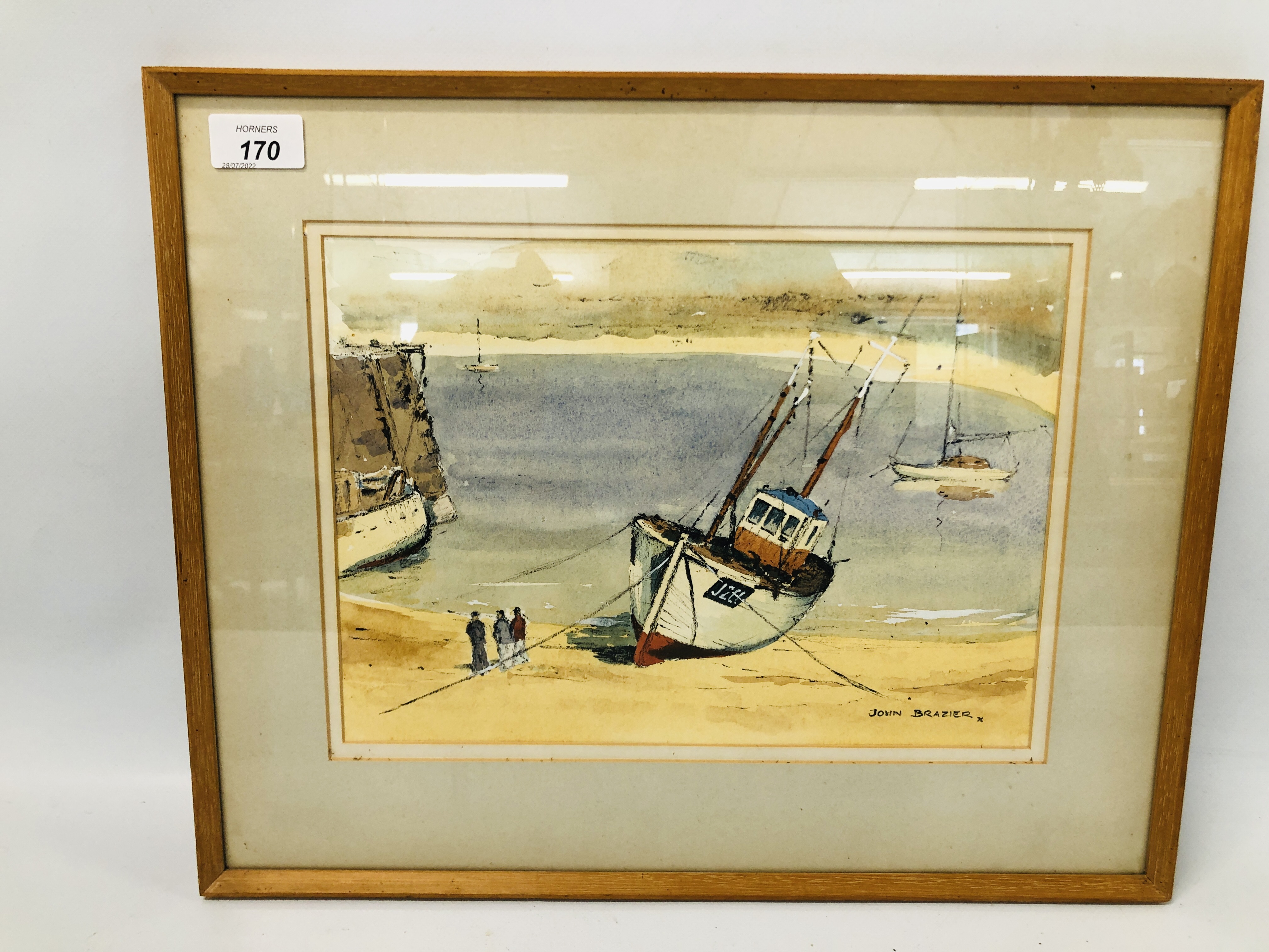 FRAMED ORIGINAL WATERCOLOUR "CEREALIA" ALDERNEY BEARING SIGNATURE JOHN BRAZIER WIDTH 31CM.