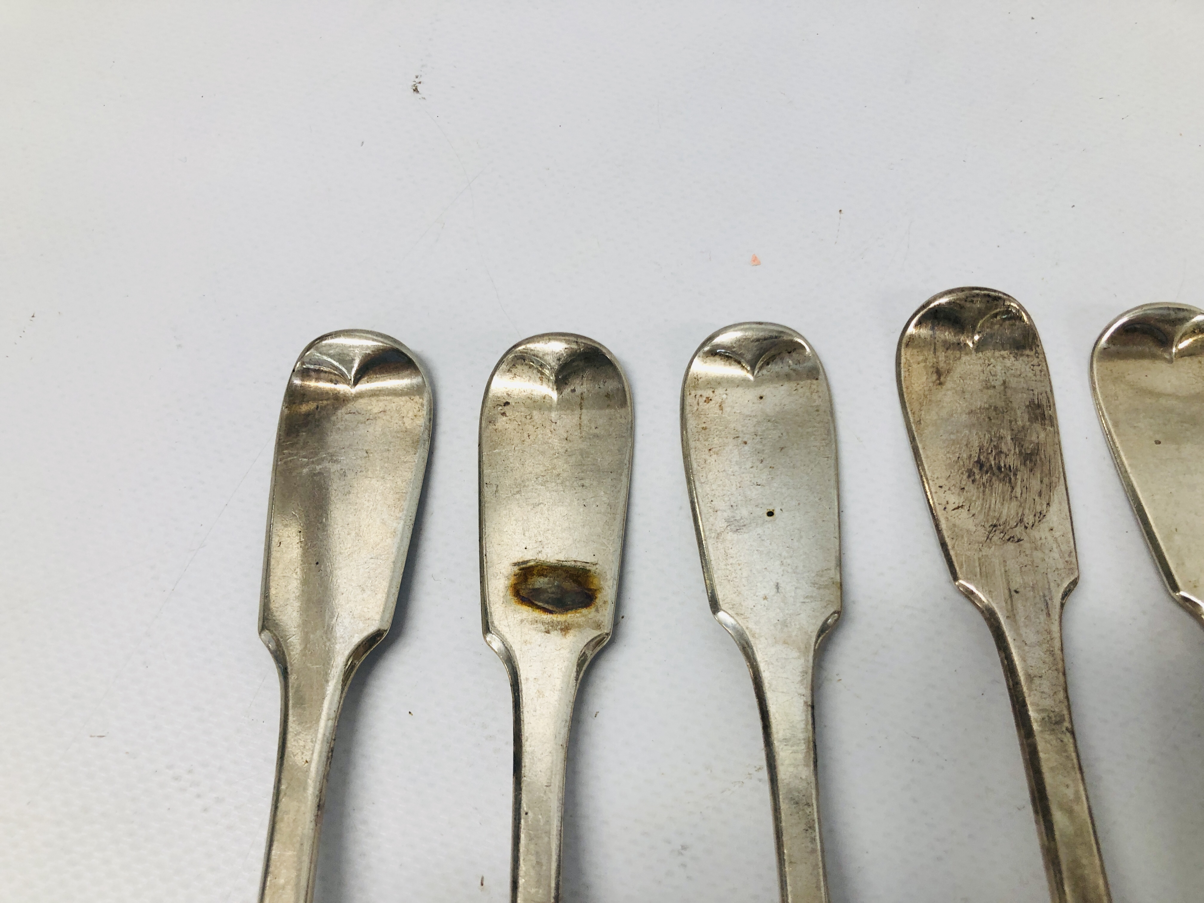 EIGHT ANTIQUE SILVER FORKS (6 LARGER, 2 SMALLER) LONDON ASSAY MARKED G.A. - Image 3 of 13