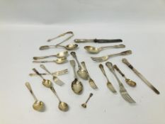 SELECTION OF ANTIQUE SILVER CUTLERY OF VARIOUS DESIGNS AND ASSAYS (19 PIECES)