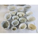 15 X ASSORTED VINTAGE STONEWARE JELLY MOULDS.