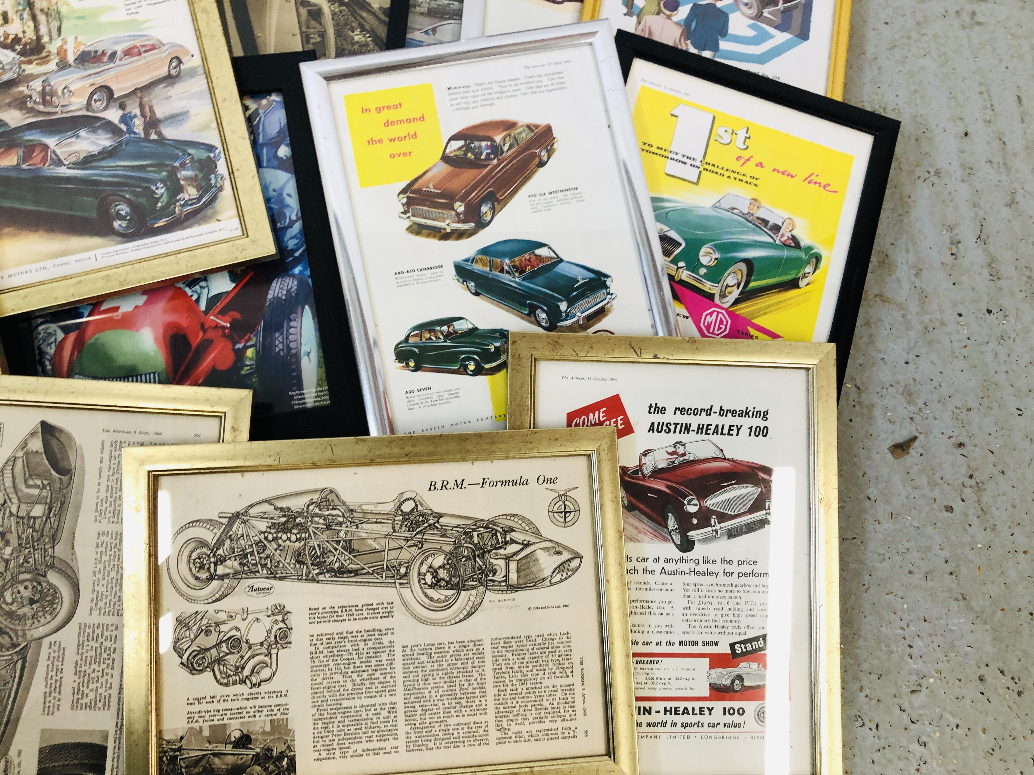 26 FRAMED MOTORING MAGAZINE CUTTINGS FROM THE 1950's AND 60's TO INCLUDE ADVERTS FIAT, - Image 5 of 5