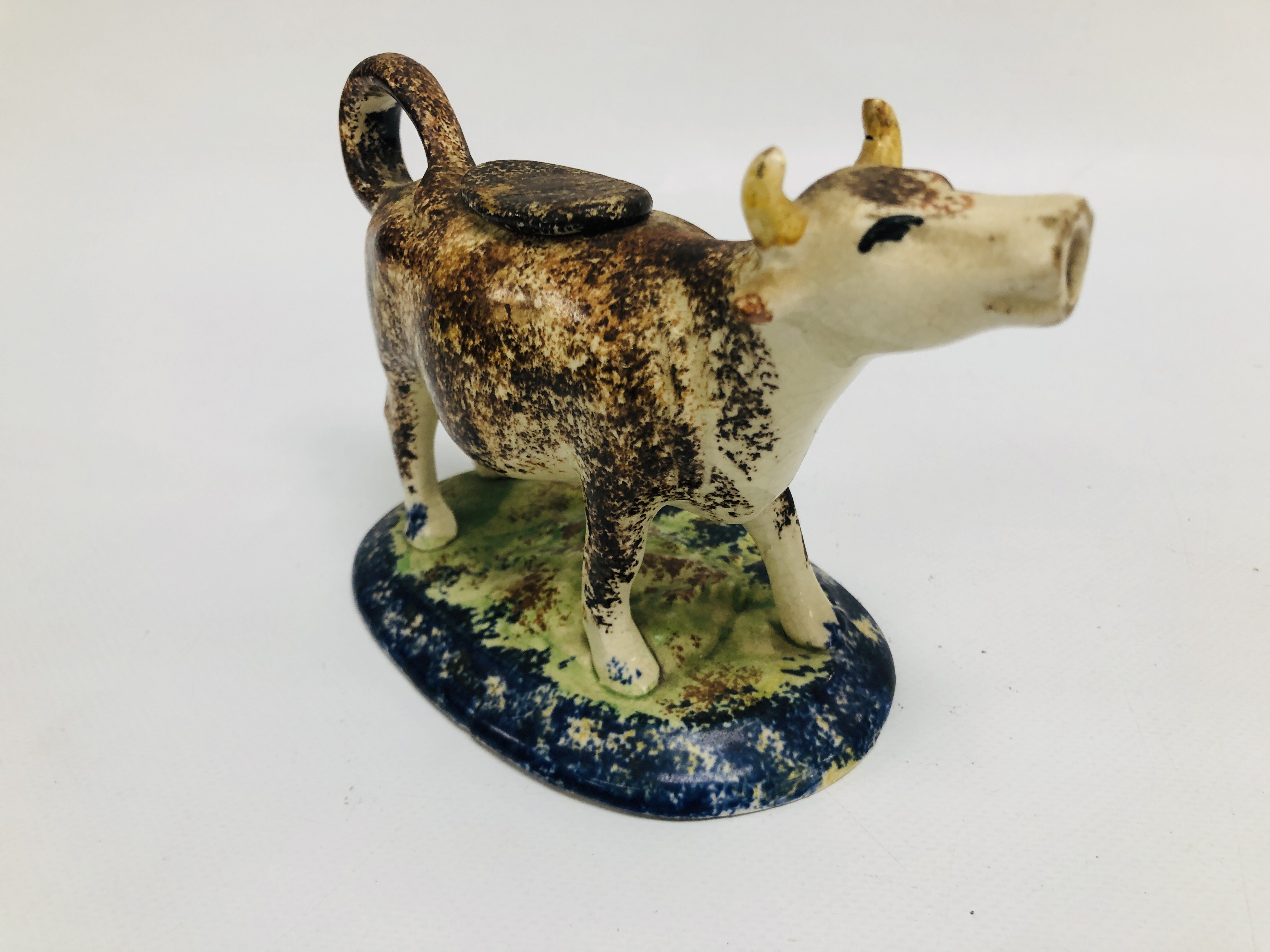 A WHIELDON STYLE COW CREAMER, c.1790, RETAINING COVER, L 17. - Image 12 of 15