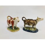 A WHIELDON STYLE COW CREAMER, c.1790, RETAINING COVER, L 17.
