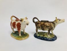 A WHIELDON STYLE COW CREAMER, c.1790, RETAINING COVER, L 17.