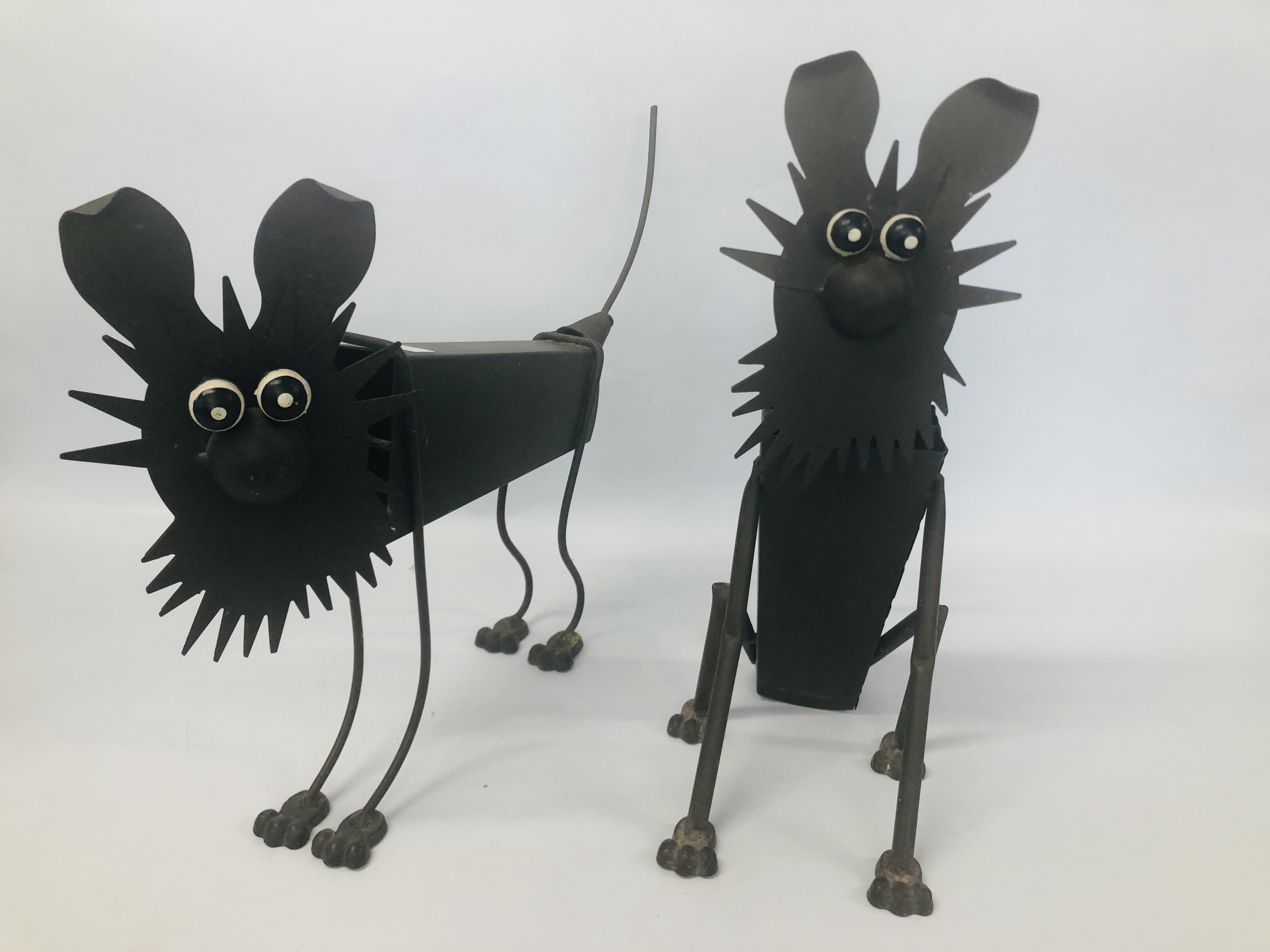 TWO METAL CRAFT ANIMAL FIGURES, H 47CM.