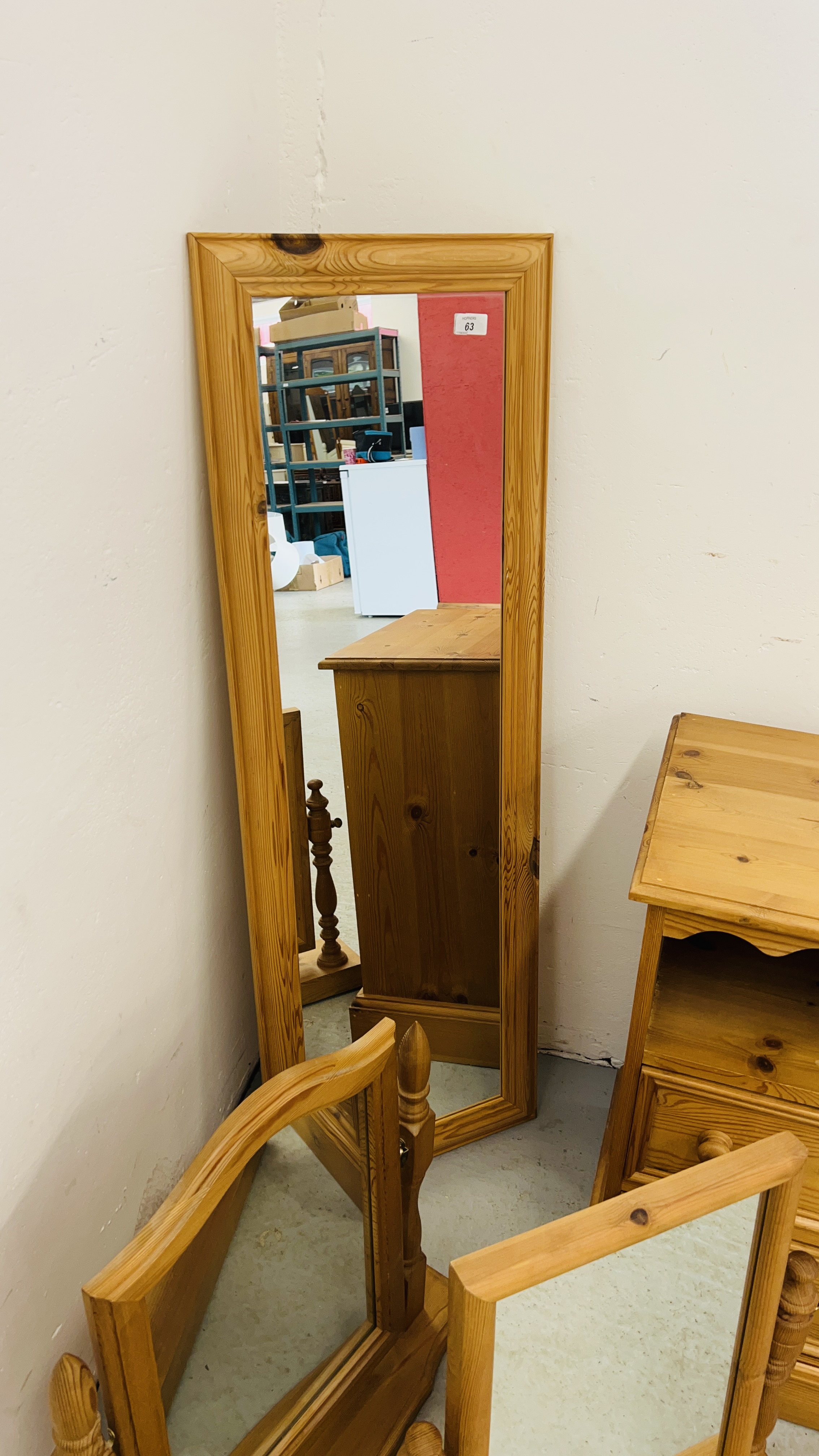 TWO WAXED PINE SWINGING VANITY MIRRORS, - Image 9 of 9