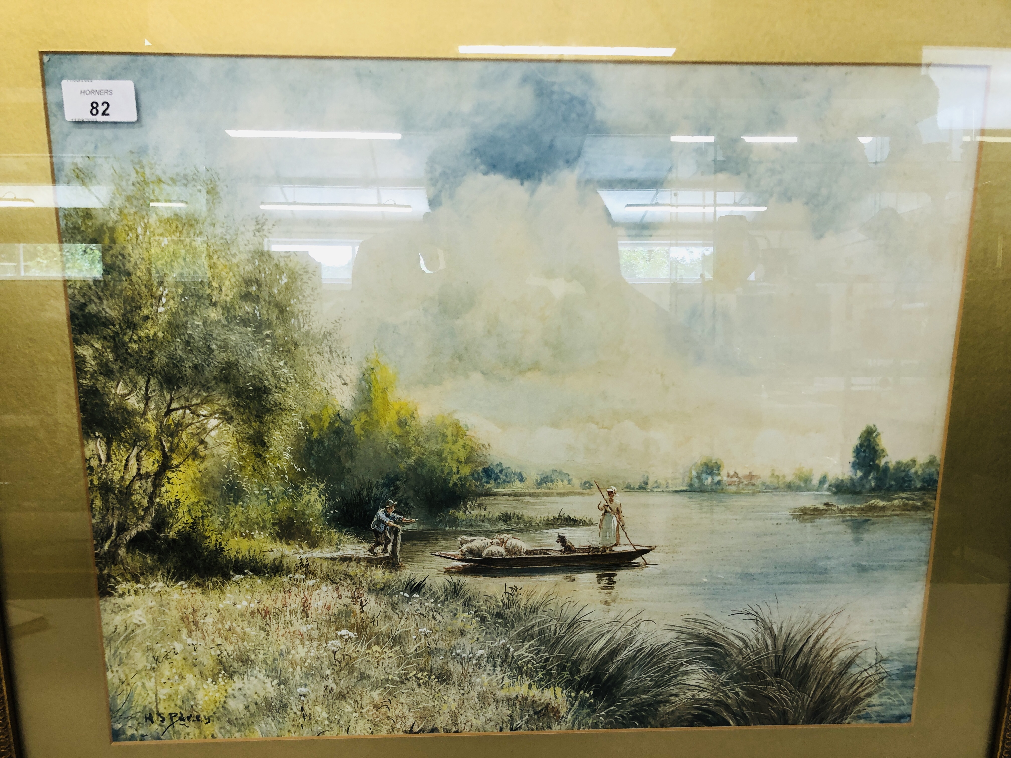 A FRAMED AND MOUNTED WATERCOLOUR OF A SHEPHERDESS MOVING HER SHEEP OVER THE LAKE BEARING SIGNATURE - Image 2 of 10